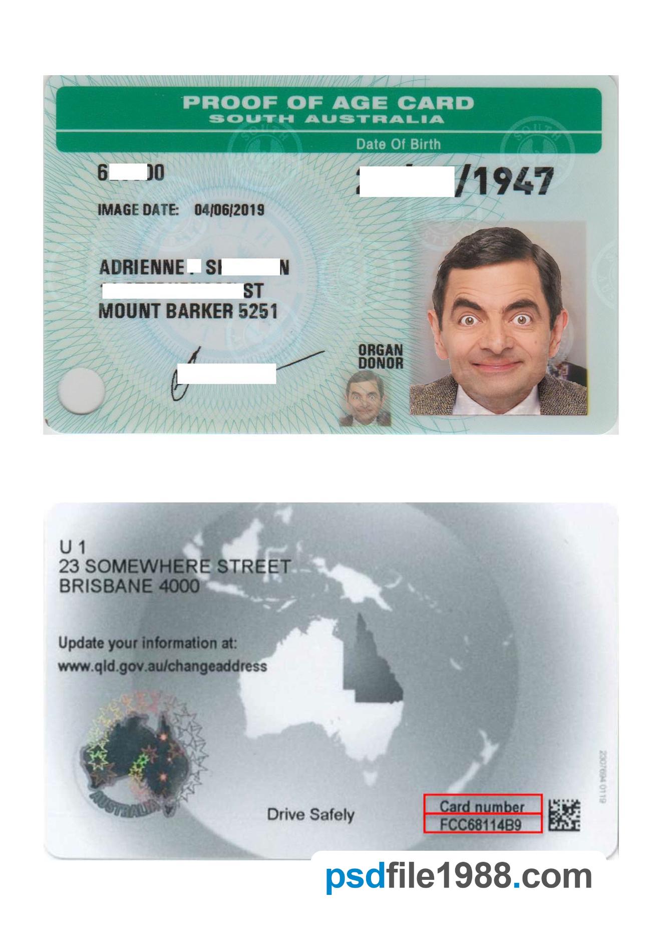 Australia South Australia Proof of Age Card